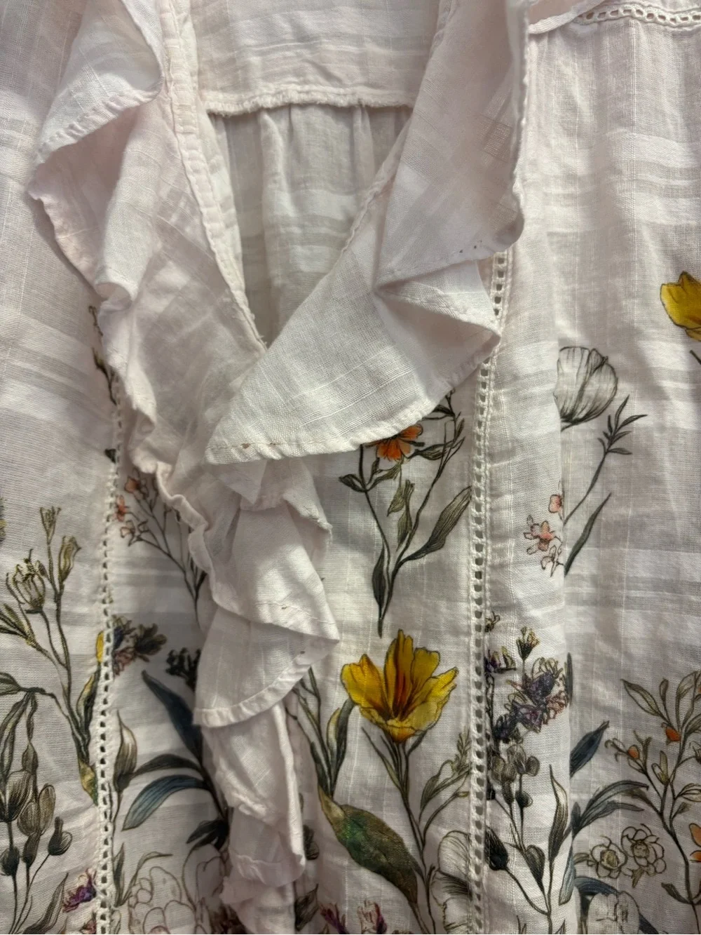 Anthropologie Ruffle V-Neck Gront Blouse